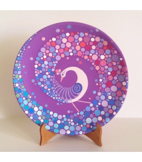 Handmade Mandalar Plate Purple Peacock Motif